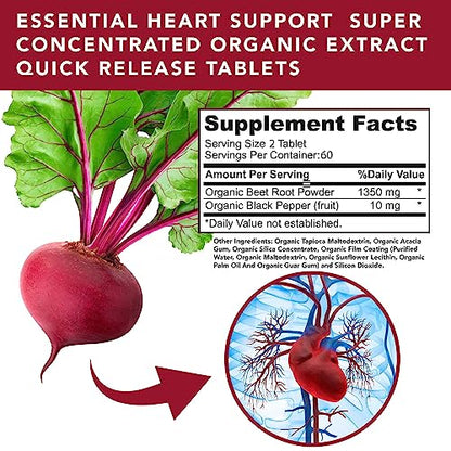 USDA Plant.O Premium Organic Beet Root Tablets [1350mg Beets Powder] with Black Pepper PLANT.O NUTRITIONBuy Supplements Australia