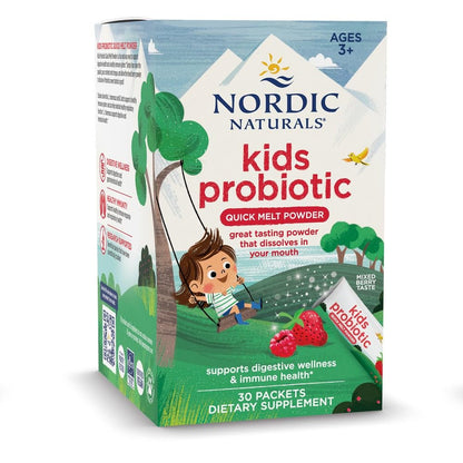 Nordic Naturals Kids Probiotic Quick Melt Powder, Mixed Berry - 30 Packets - 3 Billion CFU - Digestive Wellness, Immune Support - Non-GMO, Vegan - 30 Servings Nordic NaturalsBuy Supplements Australia