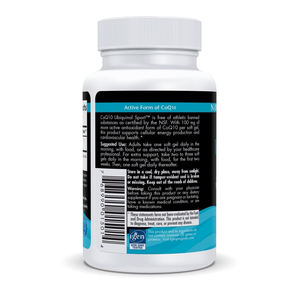 Nordic Naturals Nordic CoQ10 Ubiquinol Sport - 60 Mini Soft Gels - 100 mg Ubiquinol - Heart Health, Physical Performance, Cellular Energy Production - Non-GMO - 60 Servings Nordic NaturalsBuy Supplements Australia