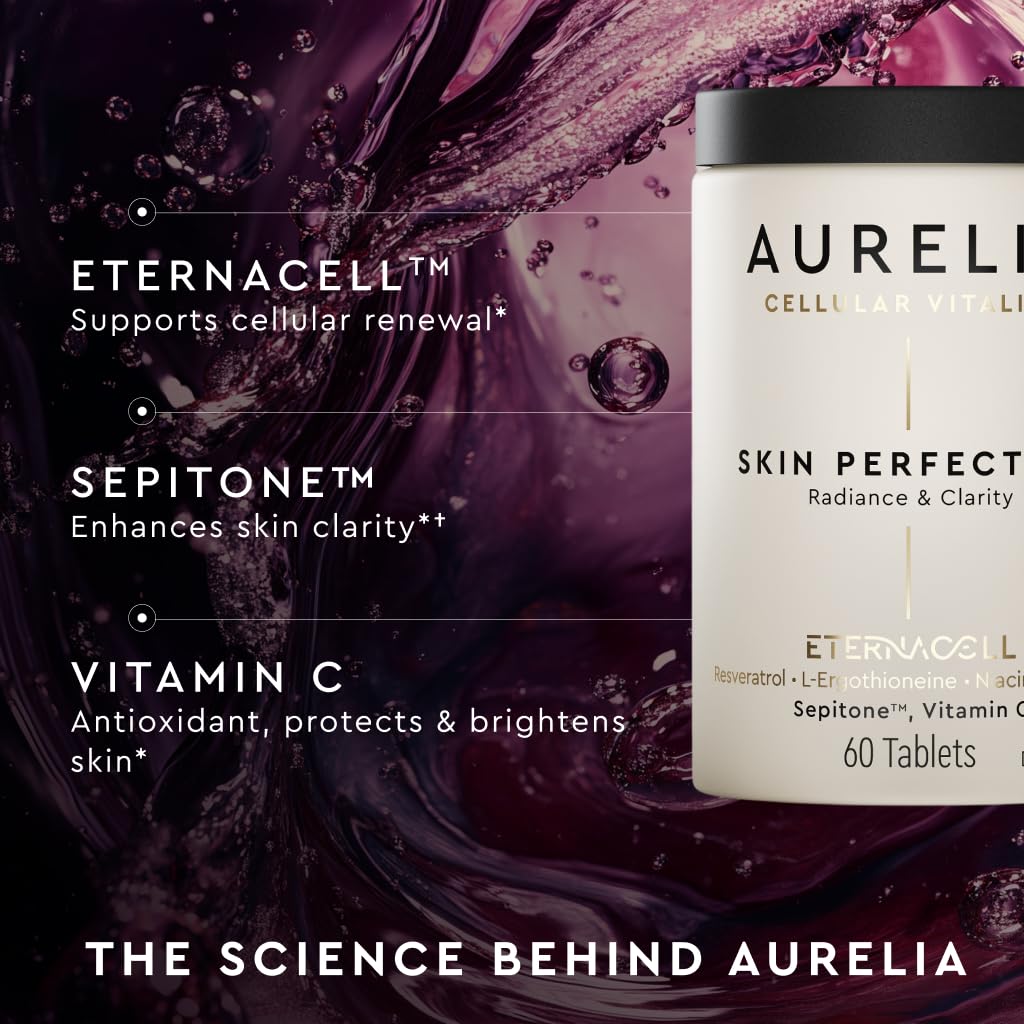 AURELIA Skin Perfection | Advanced Cellular Anti-Aging Supplement | Enhance Skin Clarity, & Tone | with Zinc, Resveratrol, Niacinamide, Ergothioneine, & Vitamin C AURELIABuy Supplements Australia