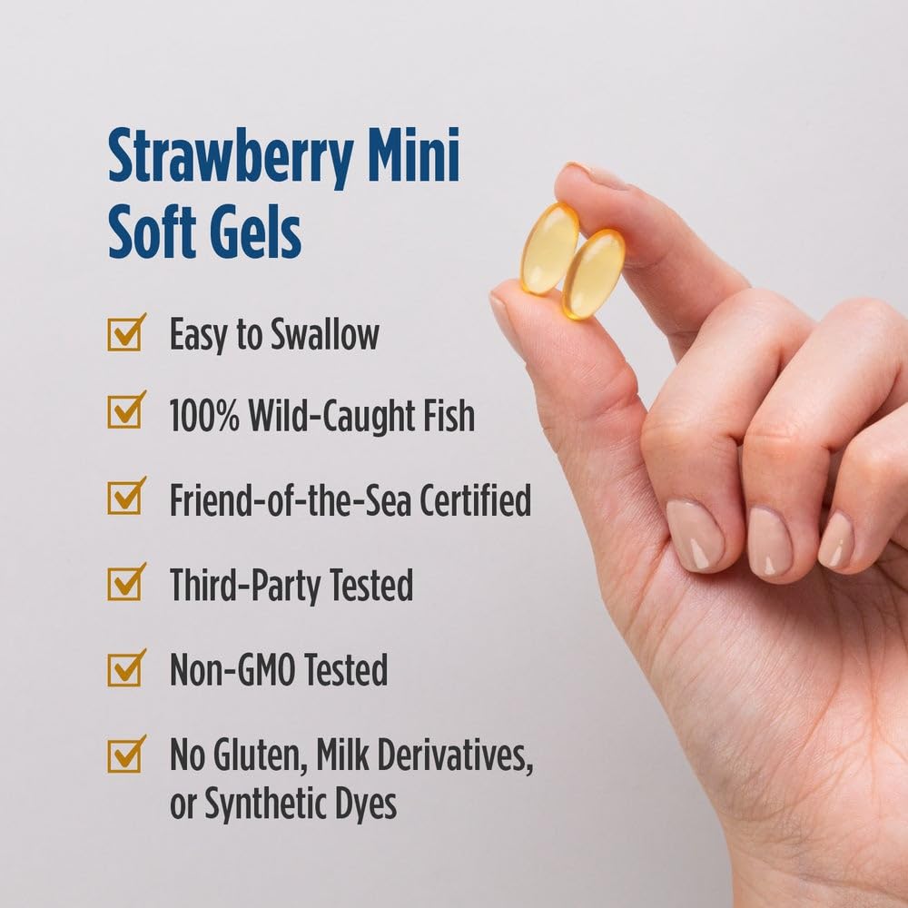 Nordic Naturals Ultimate Omega 2X Teen, Strawberry - 60 Mini Soft Gels - 1120 mg Total Omega-3s with EPA & DHA - Brain Health, Positive Mood, Social Development