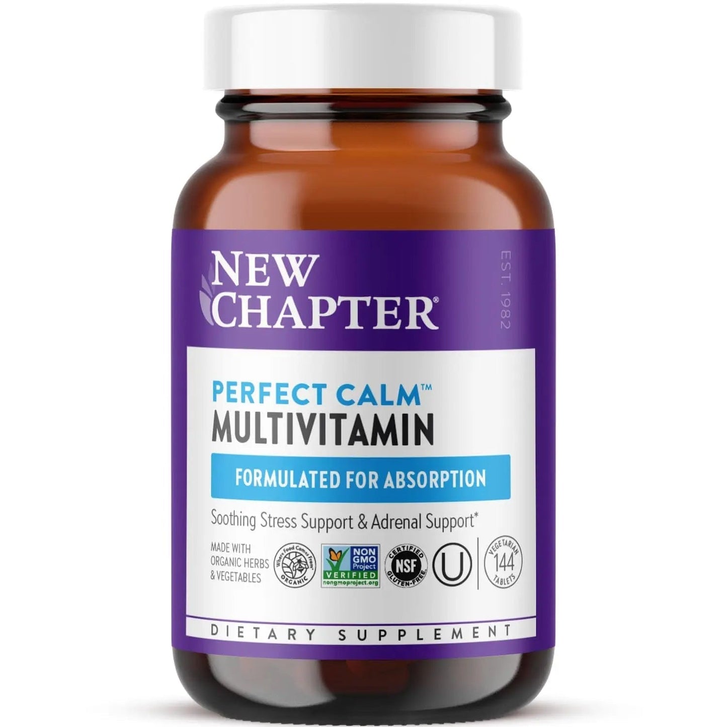 New Chapter Perfect Calm - Daily Multivitamin for Stress & Mood Support with B Vitamins + Holy Basil + Lemon Balm New Chapter