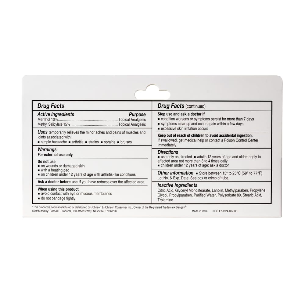 CareAll Muscle Rub Non-Greasy Cream 3.0 oz. Ultra Strength. Relief from Minor Aches and Pains in Muscles and Joints. 10% Menthol & 15% Methyl Salicylate CareAllBuy Supplements Australia