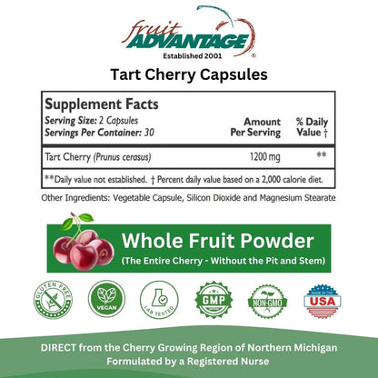 Fruit Advantage Montmorency Tart Cherry Capsules Joint Formula 1200 mg per Serving - 60 Vegetarian Capsules Fruit AdvantageBuy Supplements Australia