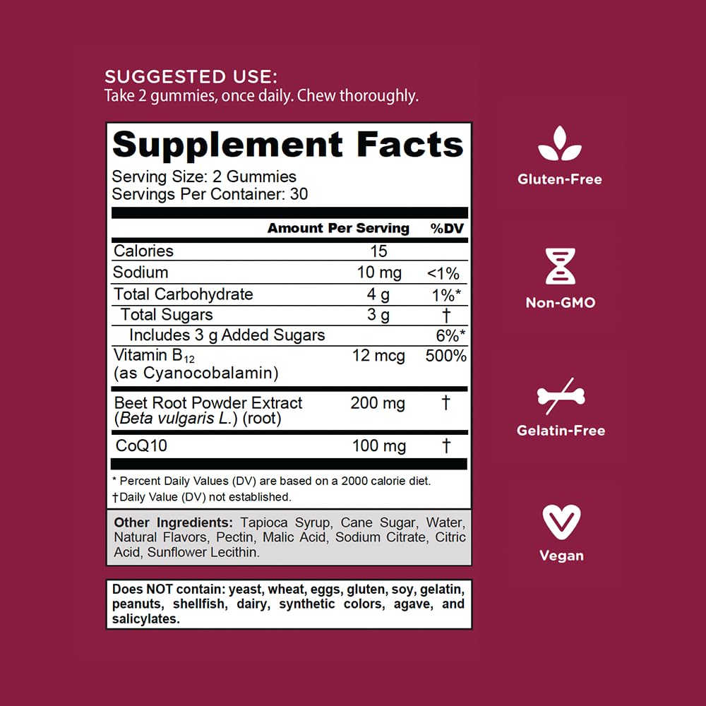 Goli Nutritional Supplement, Beets Cardio Gummy - 60 Count - CoQ10 & Beet Root Extract GoliBuy Supplements Australia