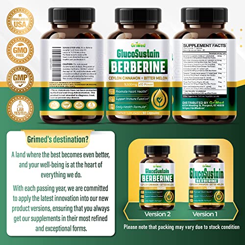 GriMed Berberine Supplement 9,500mg with Ceylon Cinnamon Bitter Melon Supports Healthy GriMedBuy Supplements Australia