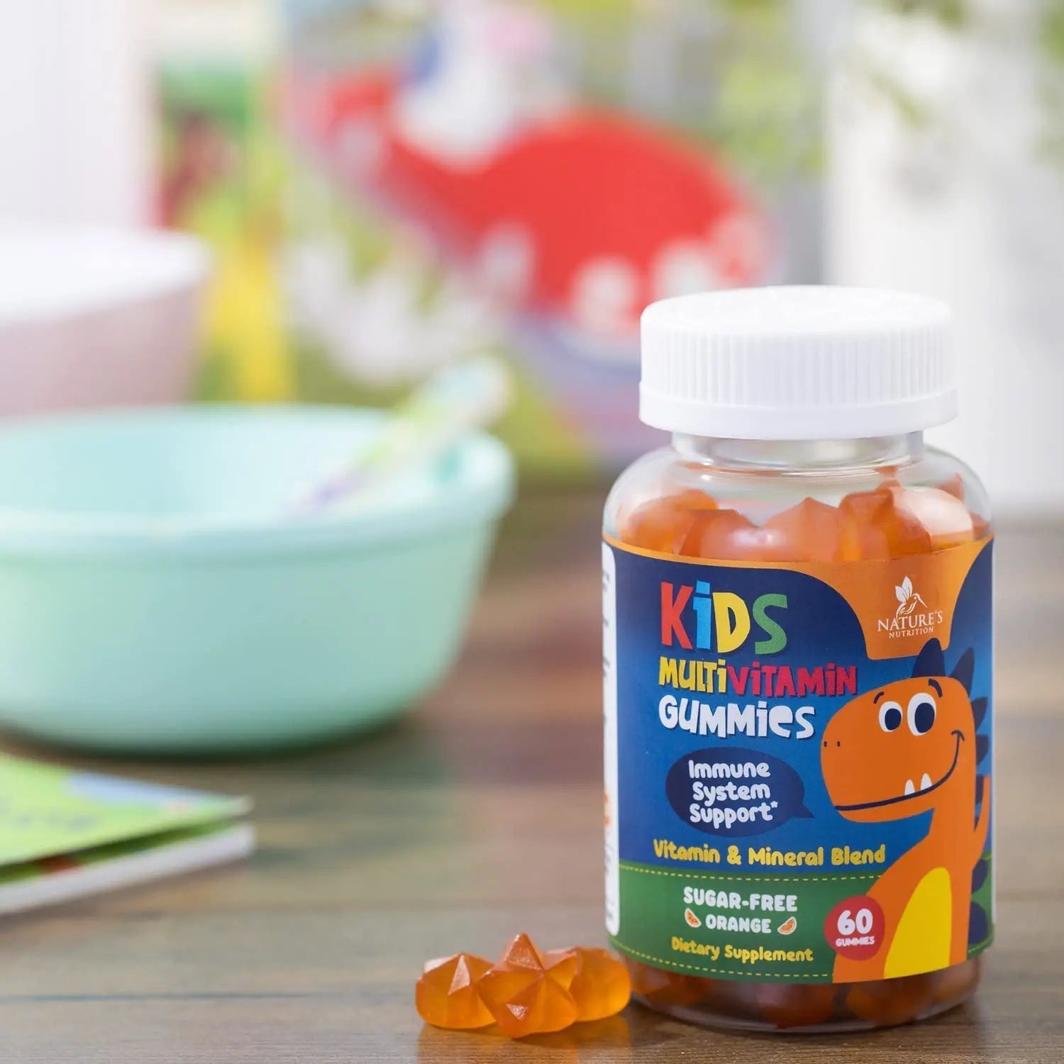 Kids Multivitamin Gummies - Improved Sugar-Free Formula - 100% Daily Folate, Kids Vitamins with Essential Vitamins A, C, D3, E, B6, B12 Nature's Nutrition