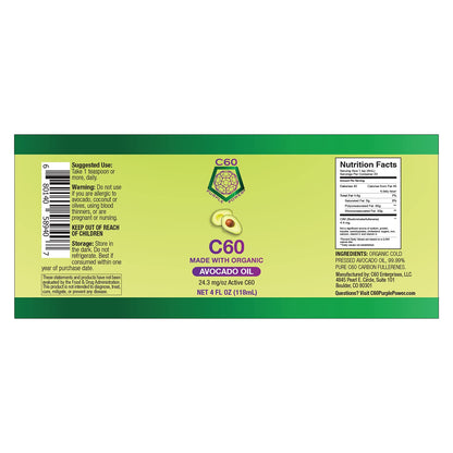 C60 Power C60 in Organic Avocado Oil - Natural Wellness & Antioxidant Support for Men & Women, 99.99% Pure Carbon Fullerenes, Promotes Energy, Mental Clarity, & Stamina - 4 fl oz Bottle C60 Purple PowerBuy Supplements Australia