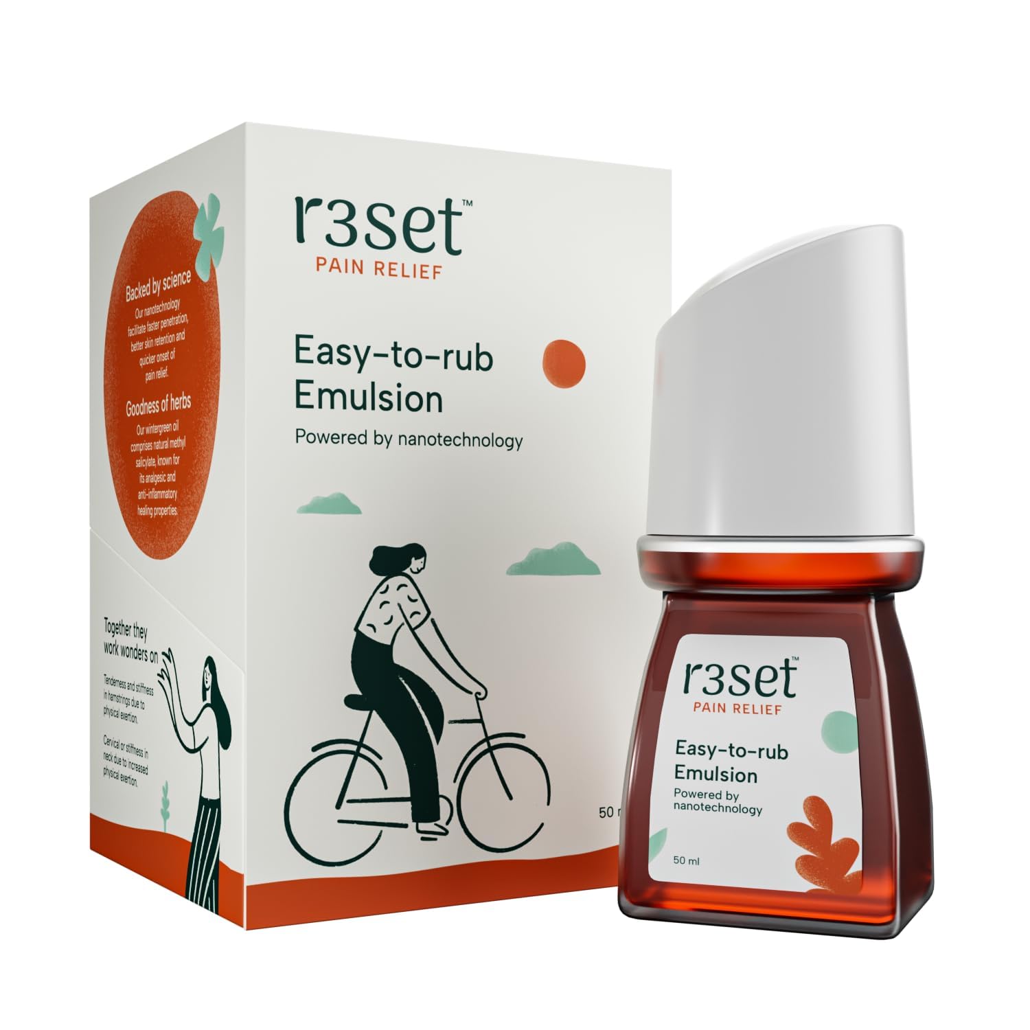 Pain Relief Emulsion Roll-On | Fast Relief for Muscle, Joint, Back, Neck, Knee Pain, Sports Injuries | 100% Natural, Absorbs Easily, No Side Effects | Herbal Ingredients for Aches & Soreness - 50ml GenericBuy Supplements Australia
