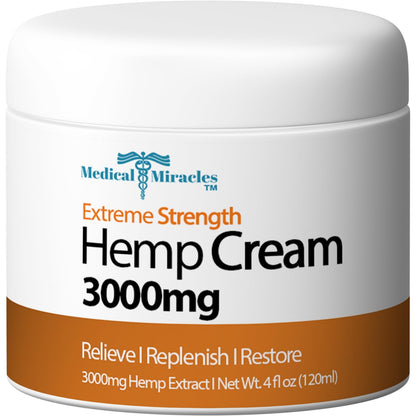 Medical Miracles Hemp Relief Cream - Ideal for Muscles, Joints, Neck, Back, Elbows, Hands, Feet, and Knees - (3000mg) Medical MiraclesBuy Supplements Australia