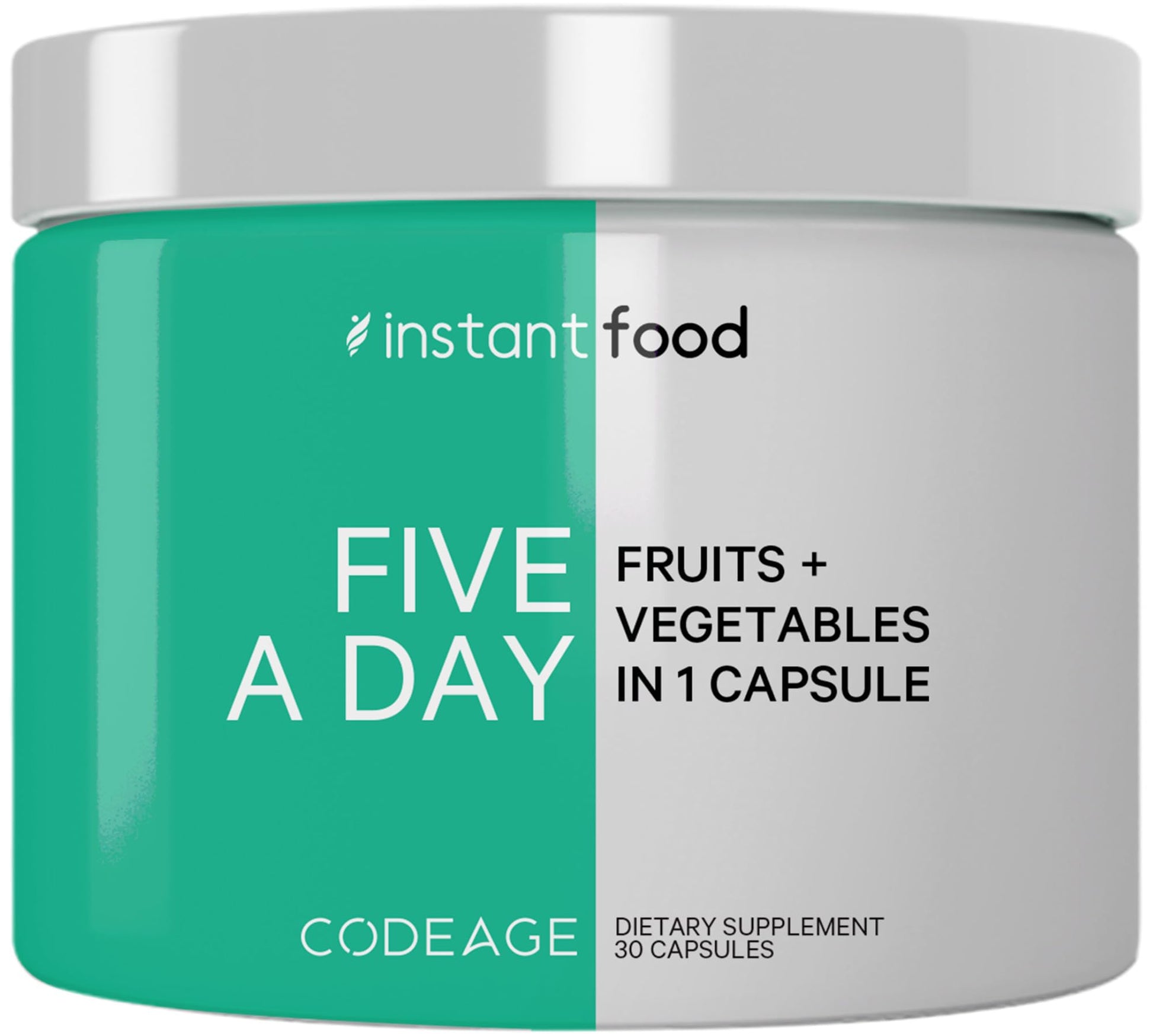Codeage Instantfood Five A Day – Fruits & Vegetables Capsule Supplement – Whole Food Phytonutrients – 15 Fruits and Veggies Blend - Vegan, Non-GMO – 30 Capsules CodeageBuy Supplements Australia