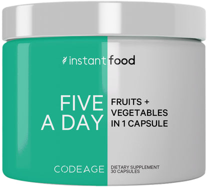 Codeage Instantfood Five A Day – Fruits & Vegetables Capsule Supplement – Whole Food Phytonutrients – 15 Fruits and Veggies Blend - Vegan, Non-GMO – 30 Capsules CodeageBuy Supplements Australia