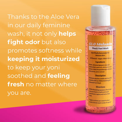 GLO Melanin Peach Yoni Wash with Aloe Vera, All Natural Feminine Wash for Women pH Balance Glo MelaninBuy Supplements Australia