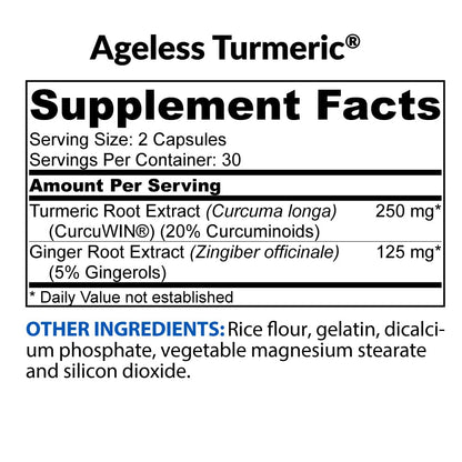 BioTrust Ageless Turmeric Supplement - CurcuWIN Turmeric Curcumin with Ginger Extract BioTrustBuy Supplements Australia