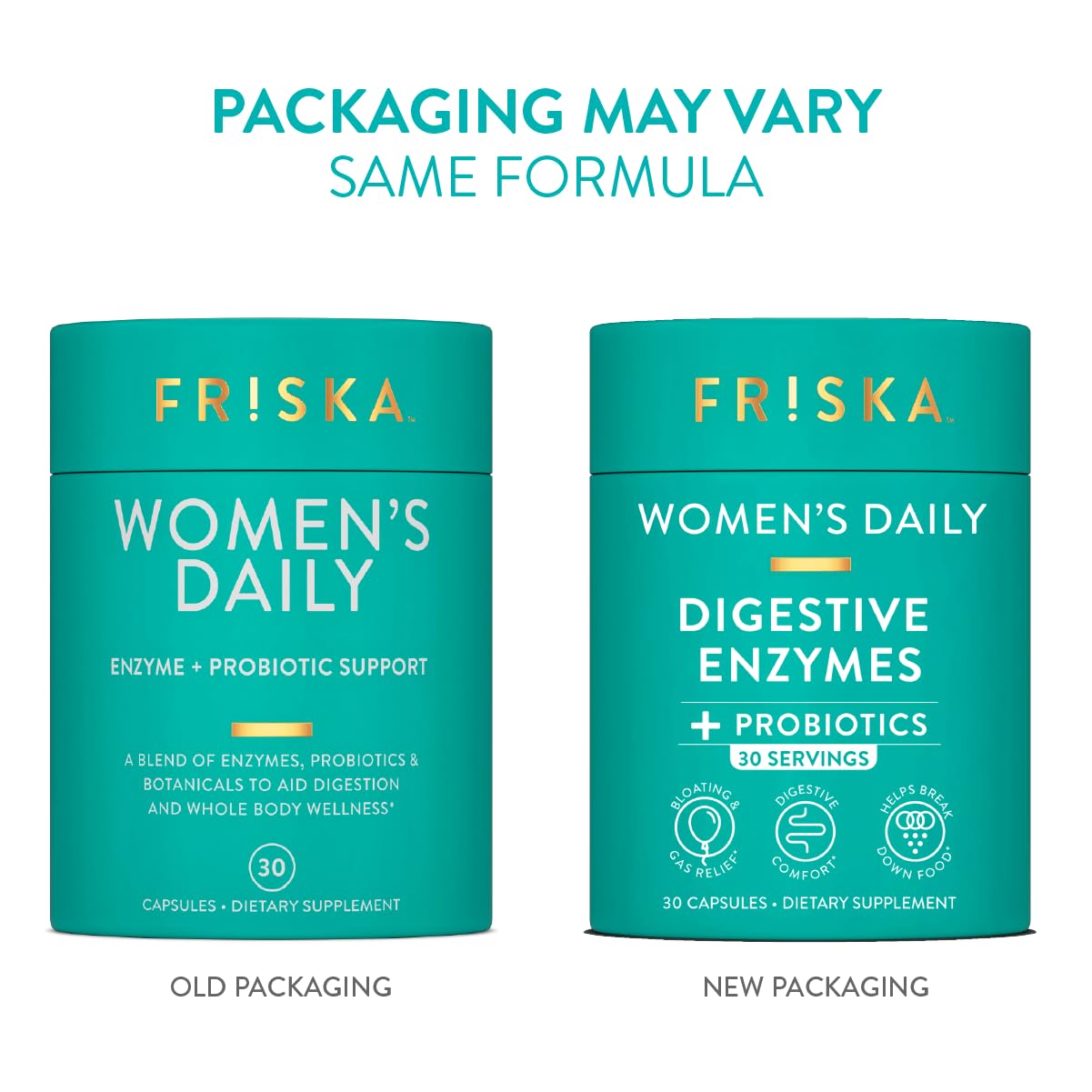 FRISKA Women’s Daily Digestive Enzyme and Probiotics Supplement, Advanced Natural Support for Female Digestive Health, Fights Bloating, Eases Digestion