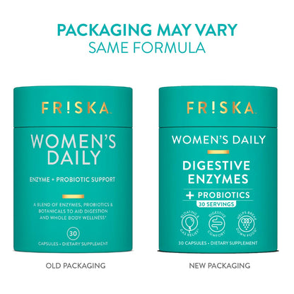 FRISKA Women’s Daily Digestive Enzyme and Probiotics Supplement, Advanced Natural Support for Female Digestive Health, Fights Bloating, Eases Digestion