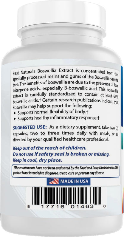 Best Naturals Boswellia Serrata Joint Health 250 mg 120 Capsules - Standardized to 65% Boswellic Acid (120 Count (Pack of 3)) Best NaturalsBuy Supplements Australia