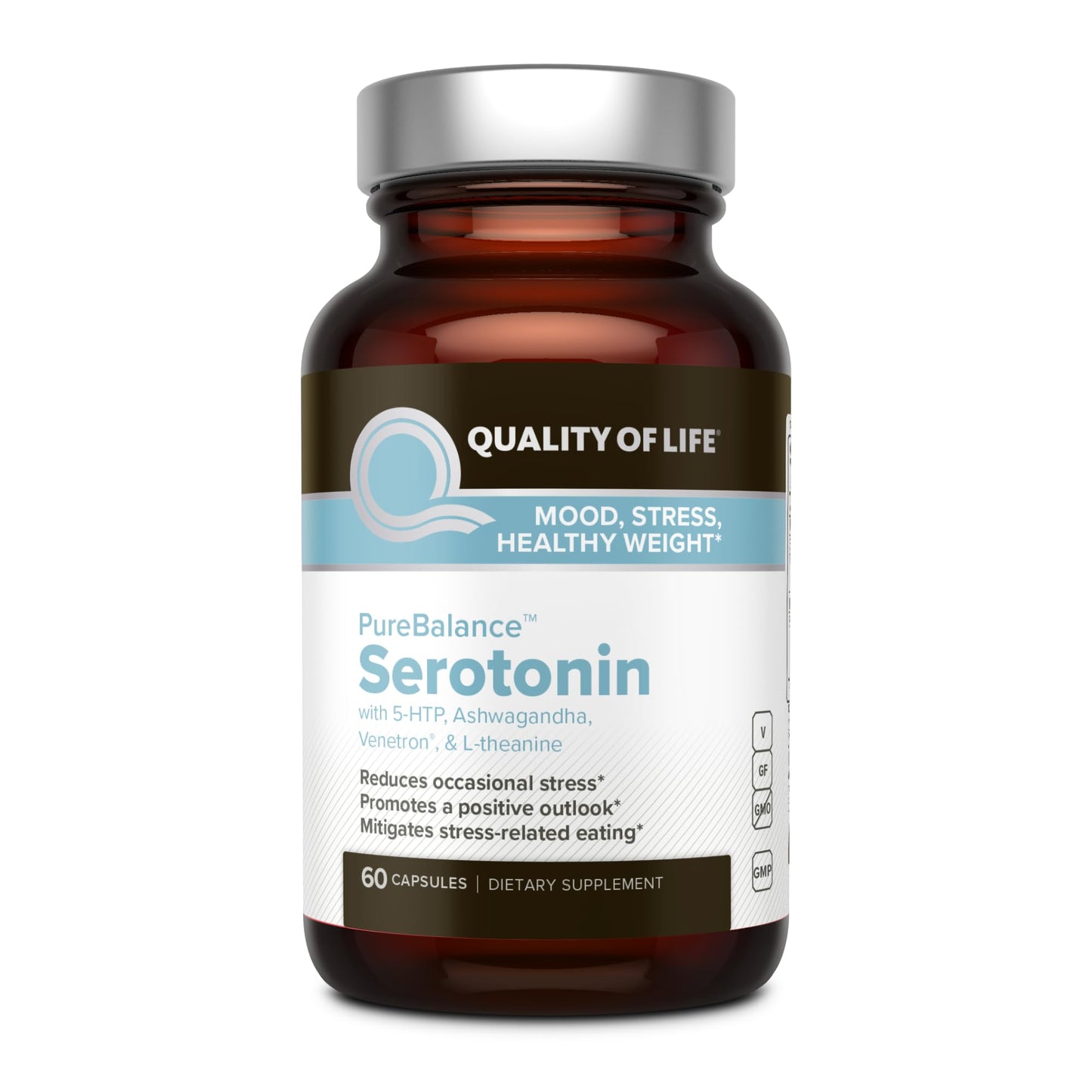 Quality of Life Pure Balance Serotonin Premium–Helps Boost Serotonin & Cortisol Levels - Includes 5-HTP, Venetron, Sensoril, Vitamin D3 & L-Theanine–60 Capsules Quality of LifeBuy Supplements Australia