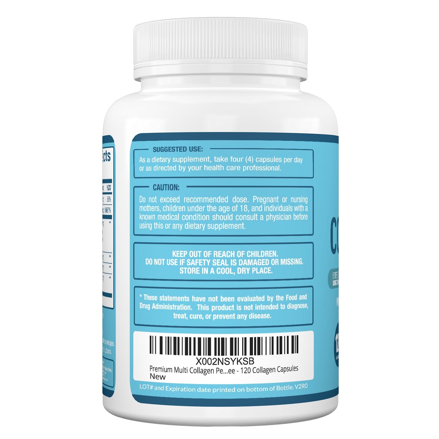 Premium Multi Collagen Peptides (Types I, II, II, V, X) - Collagen Pills for Skin Care, Hair Growth, Nails & Joints - Vitamin C, Hyaluronic Acid