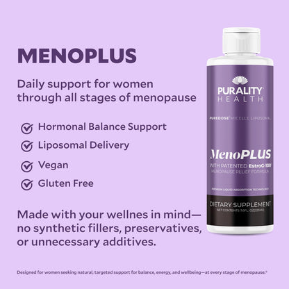 PURALITY HEALTH MenoPLUS Liposomal Menopause Supplement for Women | EstroG-100®, Vitamins D3, B6, B12 & K2 | Iodine | Hormonal Balance & Mood Support PURALITY HEALTHBuy Supplements Australia