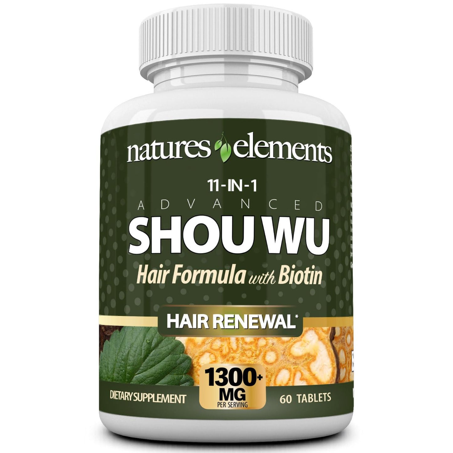 Natures Elements Advanced Shou Wu for Gray Hair – Prepared He Shou Wu for Hair Growth with Biotin, Bioperine, Fo-Ti Root & More – 100% Natural – 60 Tablets – Non-GMO, Gluten-Free Natures ElementsBuy Supplements Australia