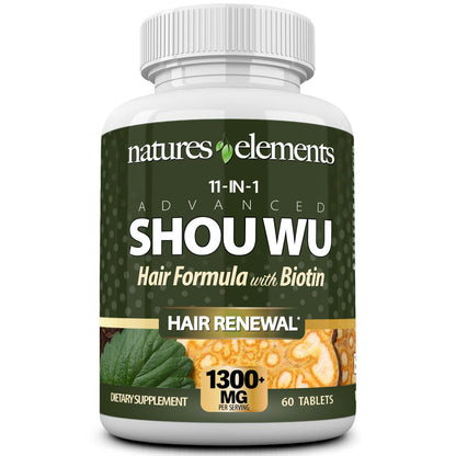 Natures Elements Advanced Shou Wu for Gray Hair – Prepared He Shou Wu for Hair Growth with Biotin, Bioperine, Fo-Ti Root & More – 100% Natural – 60 Tablets – Non-GMO, Gluten-Free Natures ElementsBuy Supplements Australia