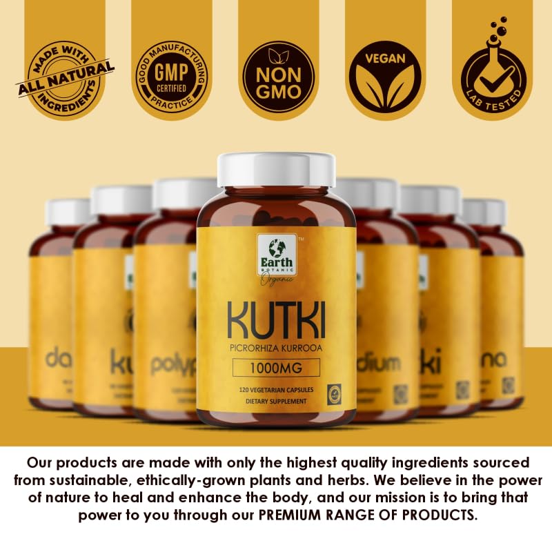 Earth BOTANIC Organic Kutki Root Powder 1000mg 120 Capsules (Picorohiza Kurrooa) Earth BOTANIC OrganicBuy Supplements Australia