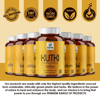 Earth BOTANIC Organic Kutki Root Powder 1000mg 120 Capsules (Picorohiza Kurrooa) Earth BOTANIC OrganicBuy Supplements Australia