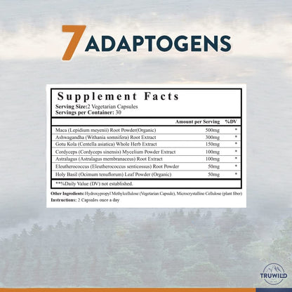 TruWild Adaptogen Blend with Cordyceps Maca Ashwagandha - Full Spectrum Mushroom TruWildBuy Supplements Australia