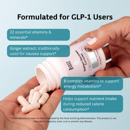 Sarez GLP-1 Support Capsules — Methylated Vitamins & Chelated Minerals — Energy, Metabolism, Hair & Daily Nutrient Support — with Ginger for Nausea — Gentle on Stomach — 30 Day Supply SarezBuy Supplements Australia