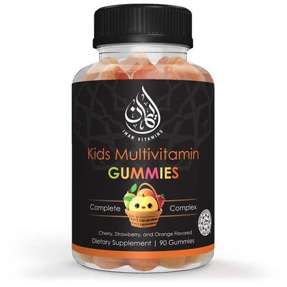 Iman Vitamins Halal Kids Multivitamin Gummies | Vitamin C, D, Zinc, A, E, B6, B12, Biotin, Folate, Inositol | Strengthen Metabolism, Bones & Immunity | Iman Vitamins