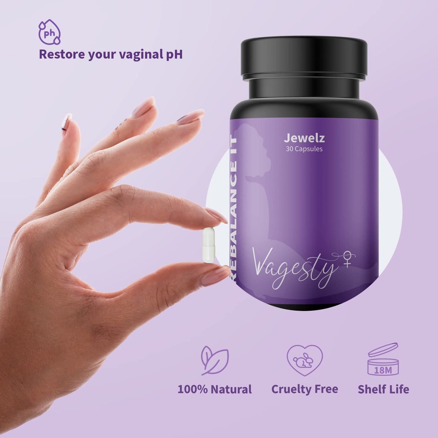 Vagesty Jewelz boric Acid Vaginal Suppositories, 100% Pure boric Acid, rebalance Vaginal pH VagestyBuy Supplements Australia
