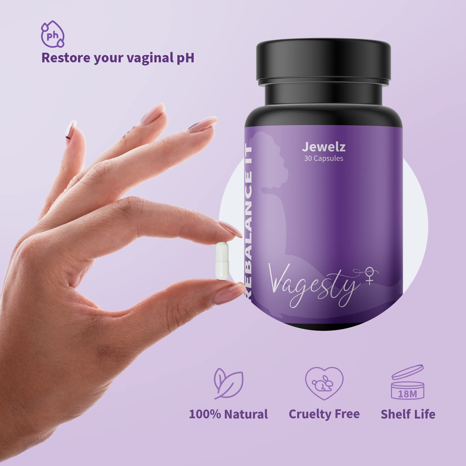 Vagesty Jewelz boric Acid Vaginal Suppositories, 100% Pure boric Acid, rebalance Vaginal pH VagestyBuy Supplements Australia