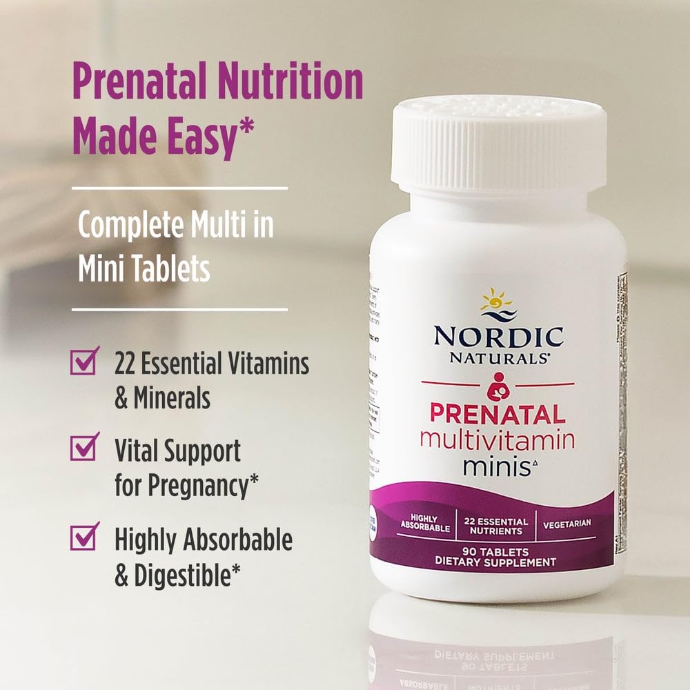 Nordic Naturals Vegetarian Prenatal Multivitamin Minis - 90 Easy to Swallow Tablets - Highly Absorbable Multivitamin and Mineral Supplement to Support Pregnancy - Non-GMO, 30 Servings Nordic NaturalsBuy Supplements Australia