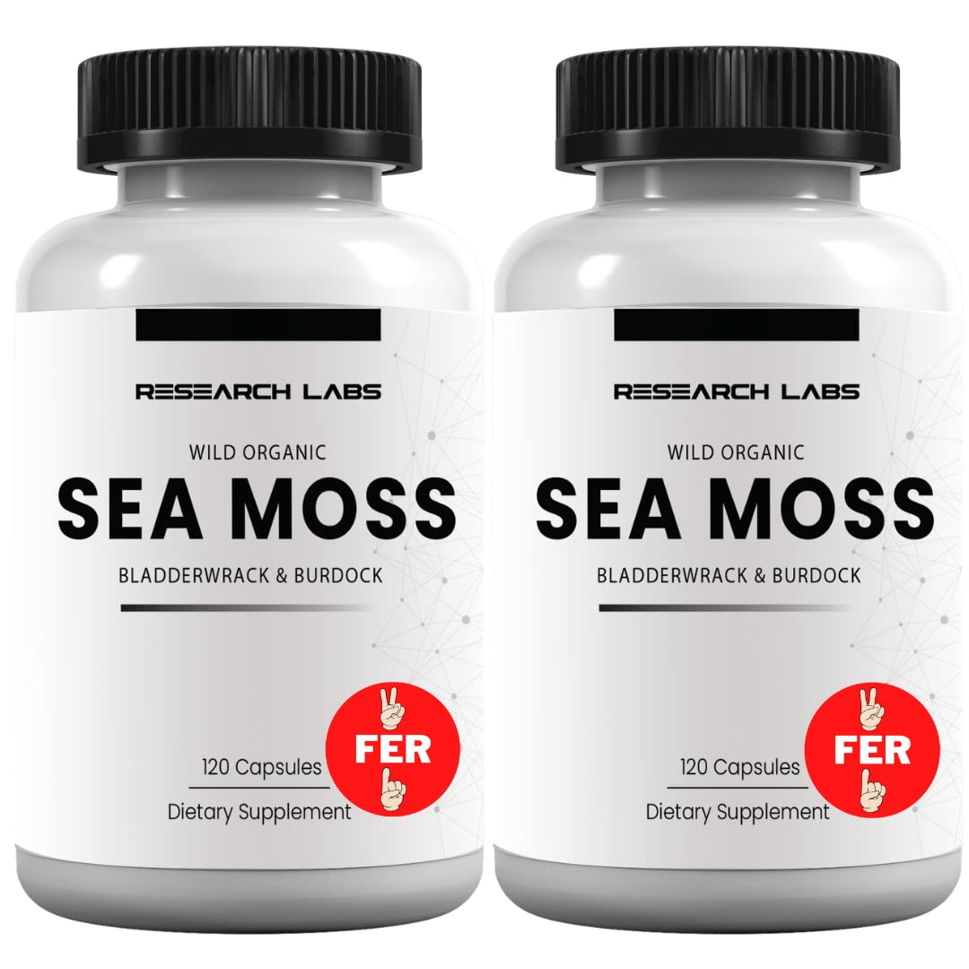 Research Labs 2 Fer 1 Ad Organic Irish Sea Moss Capsules 240 Total Pills, Raw Wildcrafted Seamoss Enhanced w/Bladderwrack & Burdock Root Antioxidant Powerhouse. Thyroid Support Research LabsBuy Supplements Australia