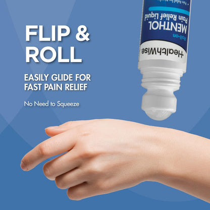 HealthWise 16% Menthol Roll-On | Cold Hot Sensation | Pain Relief Liquid | 2.5 oz. 73 mL | Non-Greasy Formula | Immediate Penetrating Action | Topical Analgesic HealthWiseBuy Supplements Australia