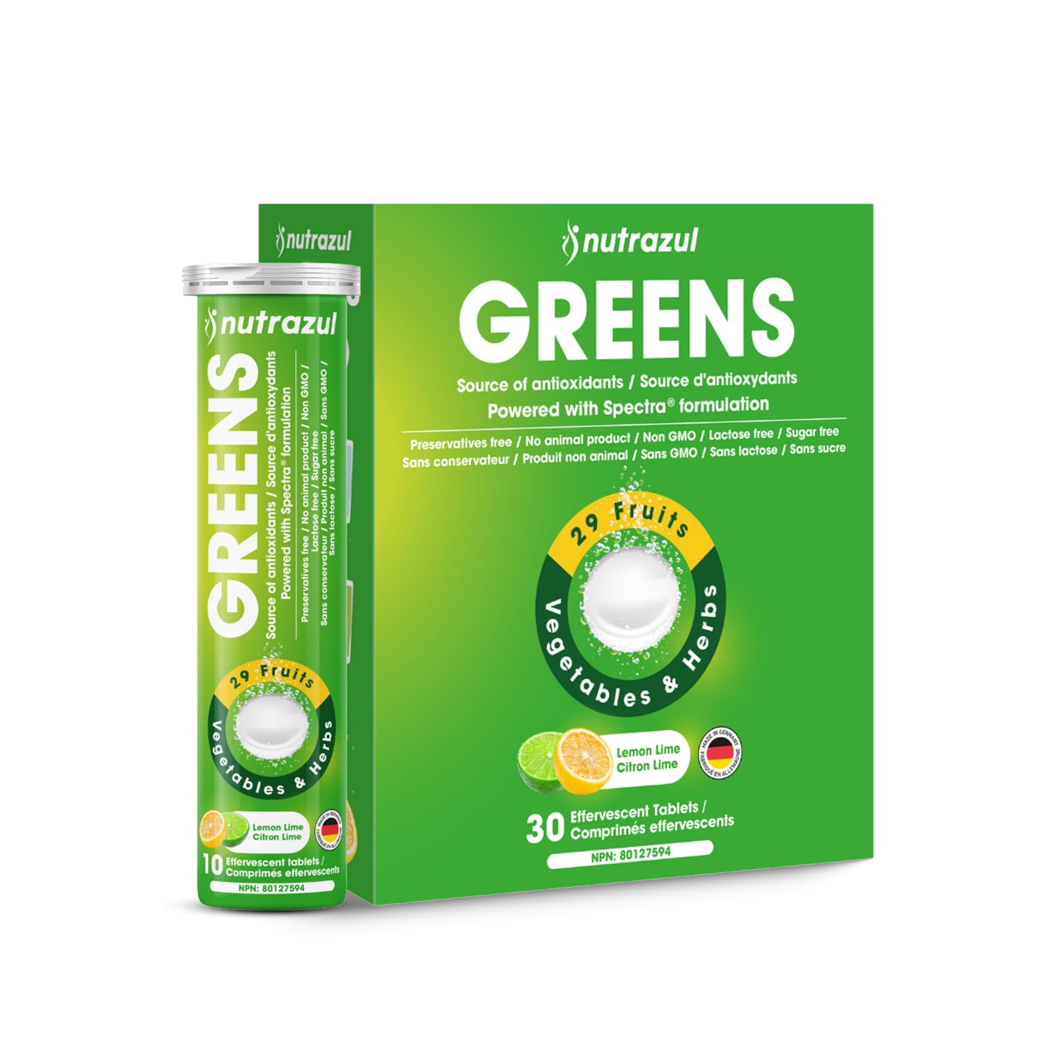 nutrazul Greens Effervescent Tablets - Daily Super Greens Supplement with 29 Superfoods - Antioxidant & Immune Support - Lemon Lime Flavor - Non-GMO - 30 Tablets nutrazulBuy Supplements Australia
