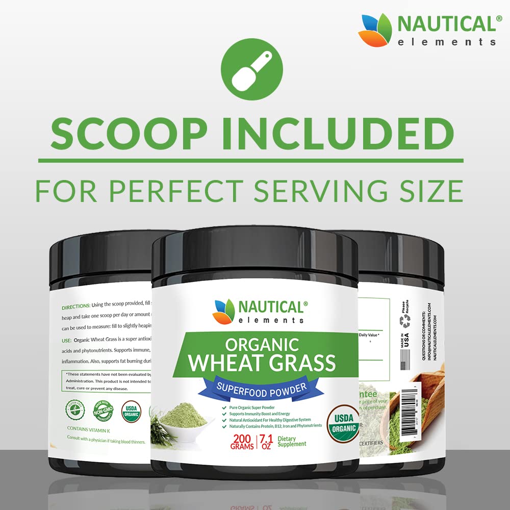 Wheatgrass Powder - USDA Certified Organic Wheat Grass Powder That Is Rich In Essential Amino Acids, Chlorophyll, Antioxidants, Fatty Acids, Minerals & Vitamins - US Grown - Vegan & Non-GMO Superfoods Nautical ElementsBuy Supplements Australia