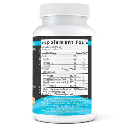Nordic Naturals Ultimate Omega-D3 Sport, Lemon - 60 Soft Gels - 1480 mg Omega-3 + 1000 IU Vitamin D3 - NSF Certified - Supports Muscle, Bones, Focus & Endurance - 30 Servings Nordic NaturalsBuy Supplements Australia