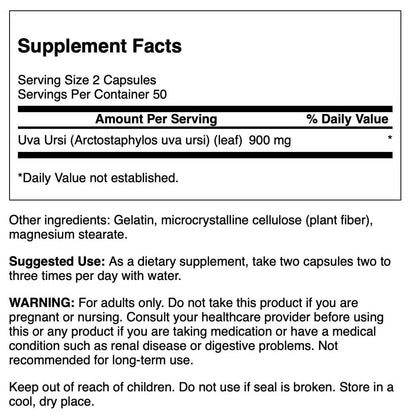 Swanson Full-Spectrum Uva Ursi Leaf - Herbal Supplement Supporting Kidney & Urinary Tract Health - May Support Cardiovascular System Function & Bladder Health - (100 Capsules, 450mg Each) SwansonBuy Supplements Australia