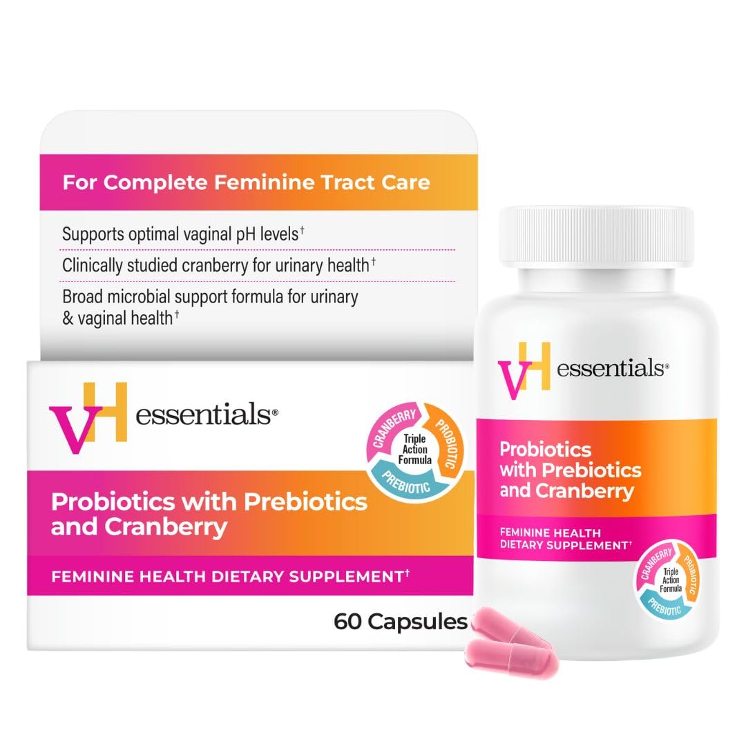 vH essentials Probiotics with Prebiotics and Cranberry Feminine Health Supplement - 60 Capsules