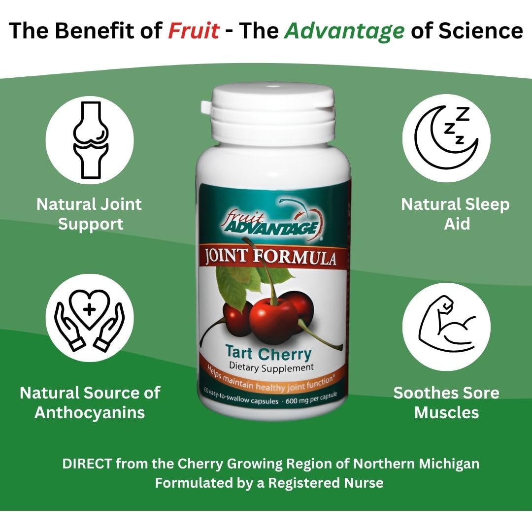 Fruit Advantage Montmorency Tart Cherry Capsules Joint Formula 1200 mg per Serving - 60 Vegetarian Capsules Fruit AdvantageBuy Supplements Australia