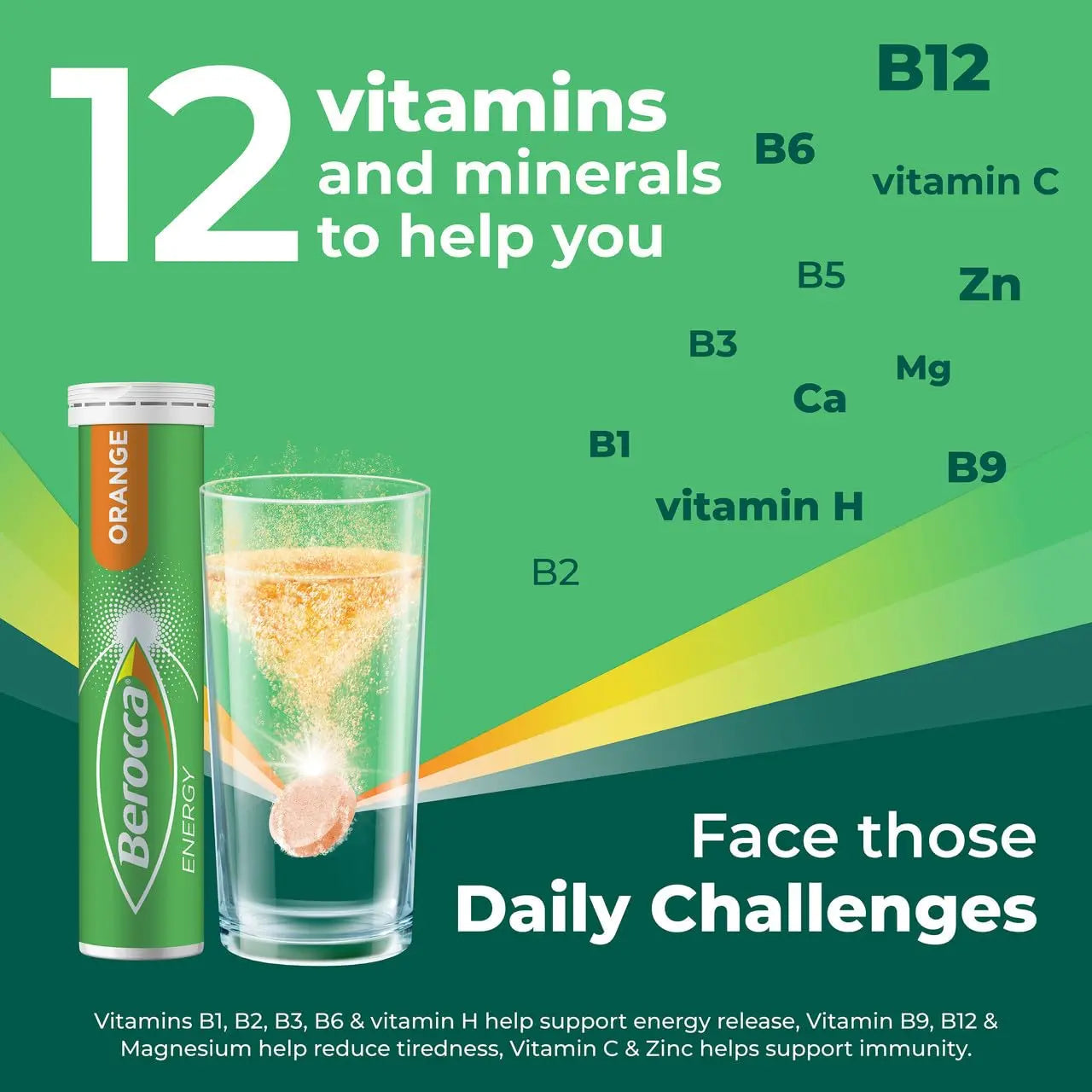 Berocca Energy Vitamin B & C Orange Flavour Effervescent Tablets 60 Pack Berocca