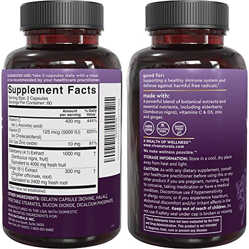 Viva Naturals Sambucus Elderberry with Vitamin C and Zinc for Adults - 5 in 1 Sambucus Viva NaturalsBuy Supplements Australia