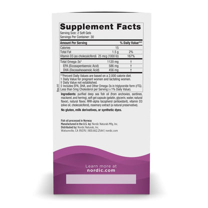 Nordic Naturals Postnatal Omega-3, Lemon - 60 Soft Gels - 1120 Total Omega-3 + 1000 IU Vitamin D3 - Formulated for New Moms; Supports Optimal Wellness,
