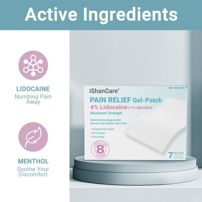 ishancare Lidocaine 4% + Menthol 1% Patches 14Count Fast Acting Maximum Strength Back Neck, Shoulders, Knees, Elbows Pain Relief - Temporary Nerve & Joint Pain Solution ishancareBuy Supplements Australia