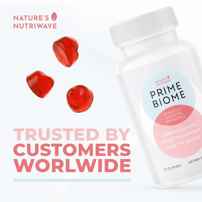 Nature’s NutriWave PrimeBiome Probiotic Gummies – Plant-Based Blend with Inulin, Lion’s Mane, Ginger & More– Non-GMO, No Stimulants,