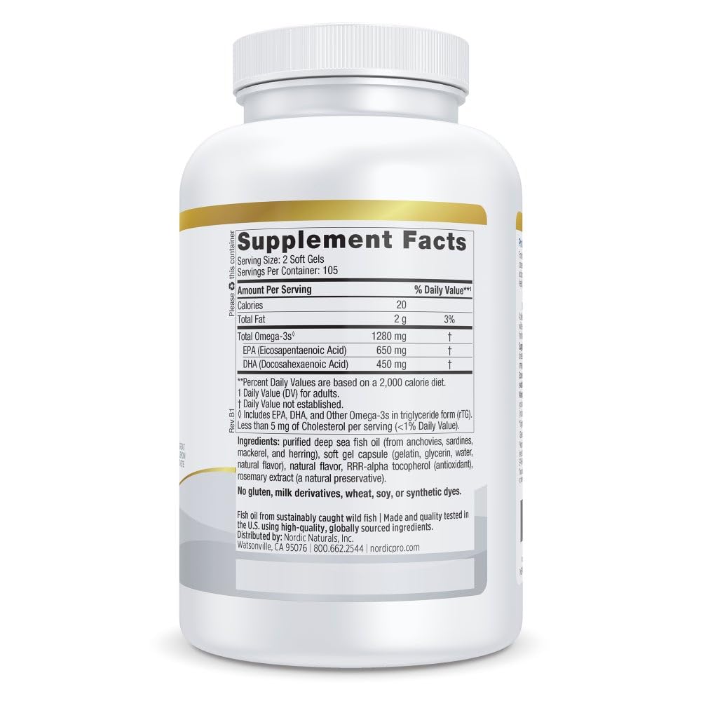 Nordic Naturals ProOmega, Lemon Flavor - 210 Soft Gels - 1000 mg Omega-3 - High-Potency Fish Oil with EPA & DHA - Promotes Brain, Eye, Heart, & Immune Health - Non-GMO - 105 Servings Nordic NaturalsBuy Supplements Australia