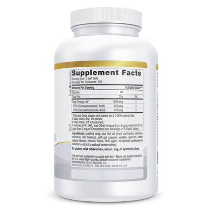 Nordic Naturals ProOmega, Lemon Flavor - 210 Soft Gels - 1000 mg Omega-3 - High-Potency Fish Oil with EPA & DHA - Promotes Brain, Eye, Heart, & Immune Health - Non-GMO - 105 Servings Nordic NaturalsBuy Supplements Australia