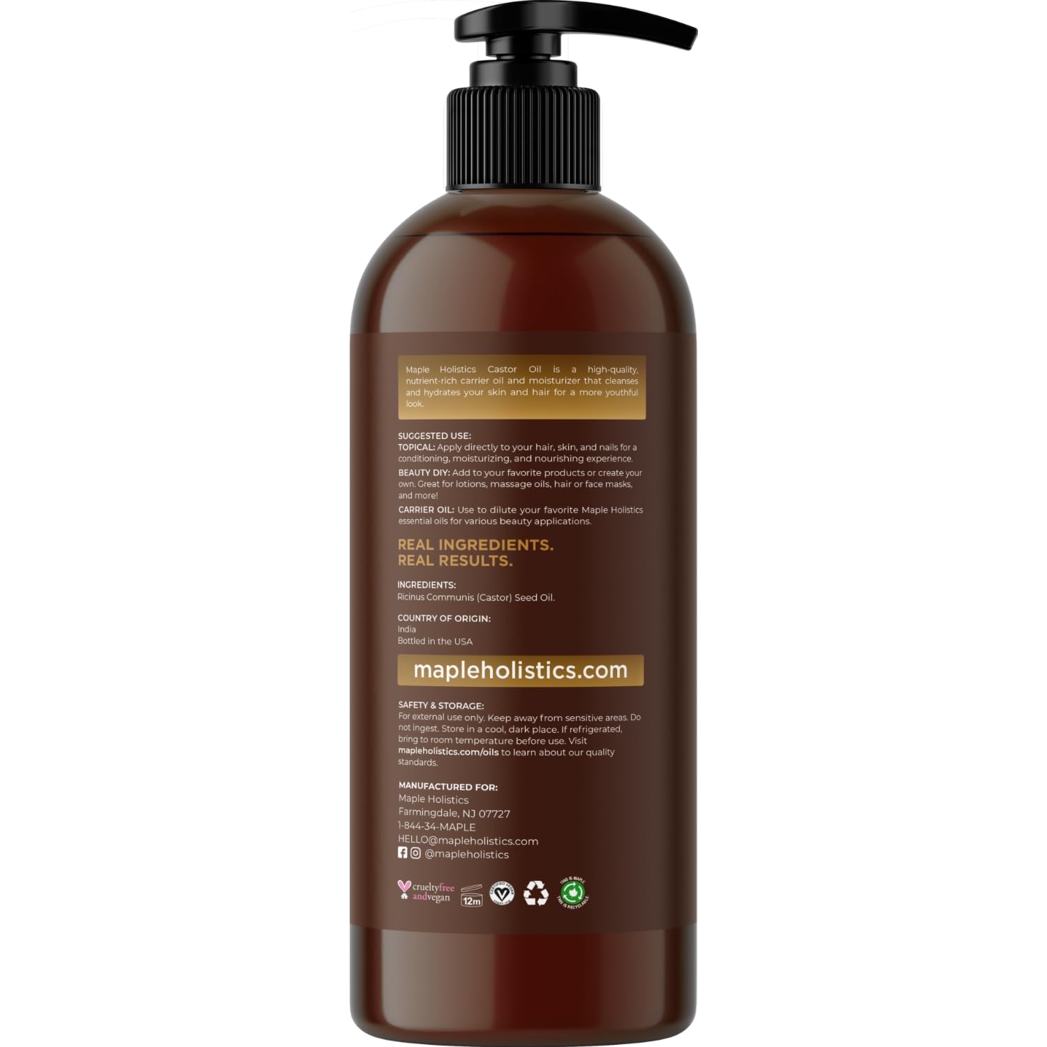 Pure Castor Oil for Body & Skin Care Great for Wraps & Compresses - Castor Oil for Hair Skin Maple HolisticsBuy Supplements Australia